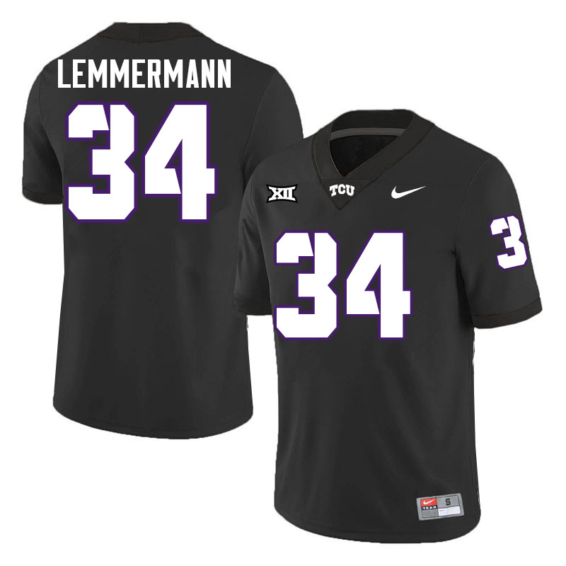 #34 Kyle Lemmermann TCU Jersey,Texas Christian University Horned Frogs Football Jersey-Black